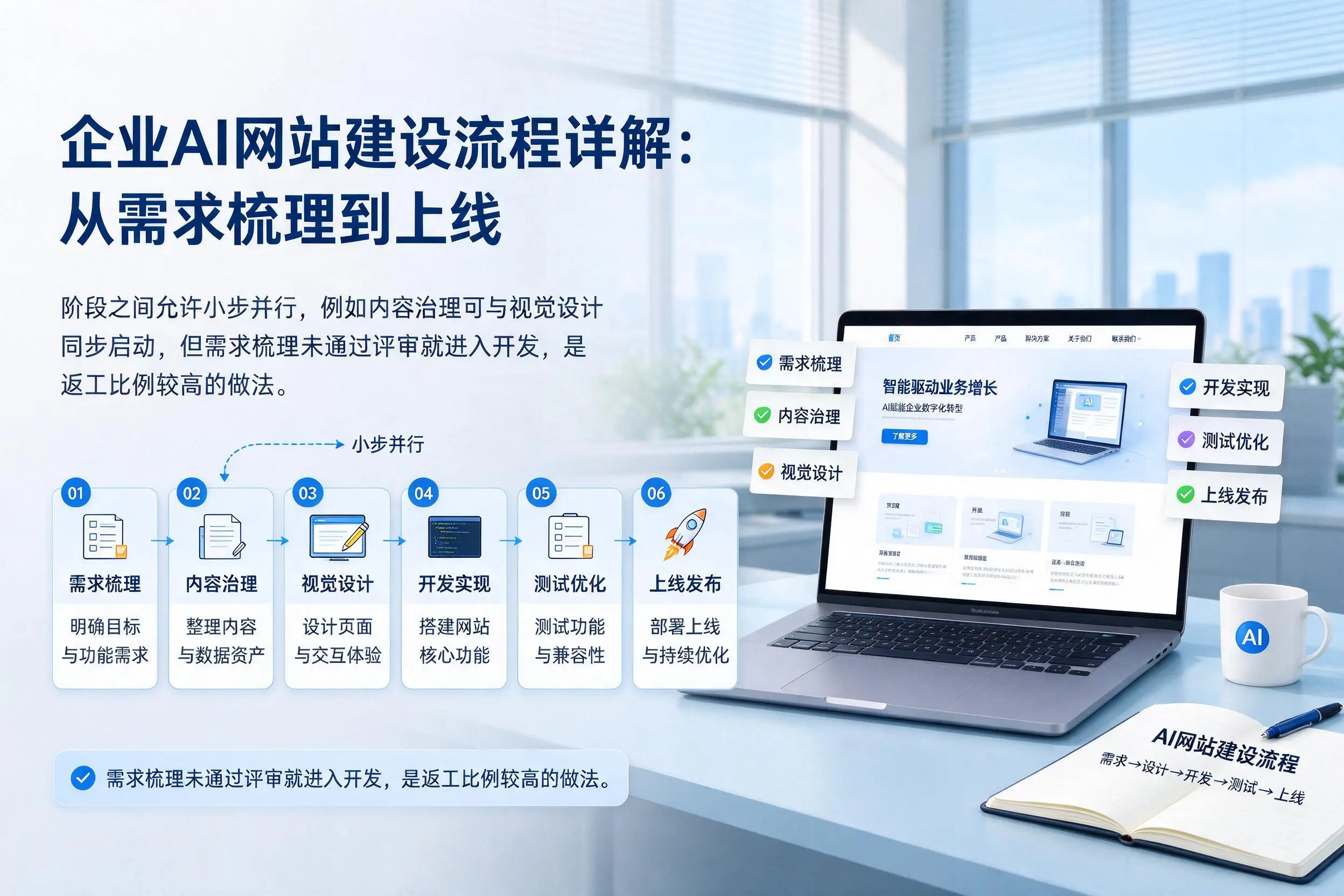 伊春企业AI网站建设流程详解：从需求梳理到上线