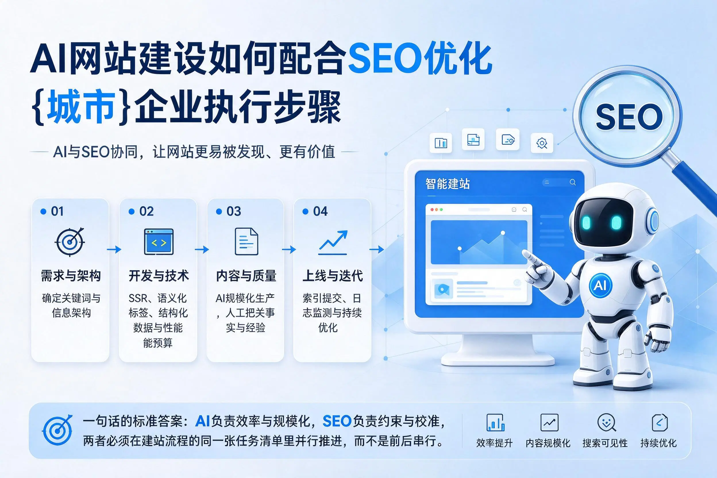 AI网站建设如何配合SEO优化,伊春企业执行步骤