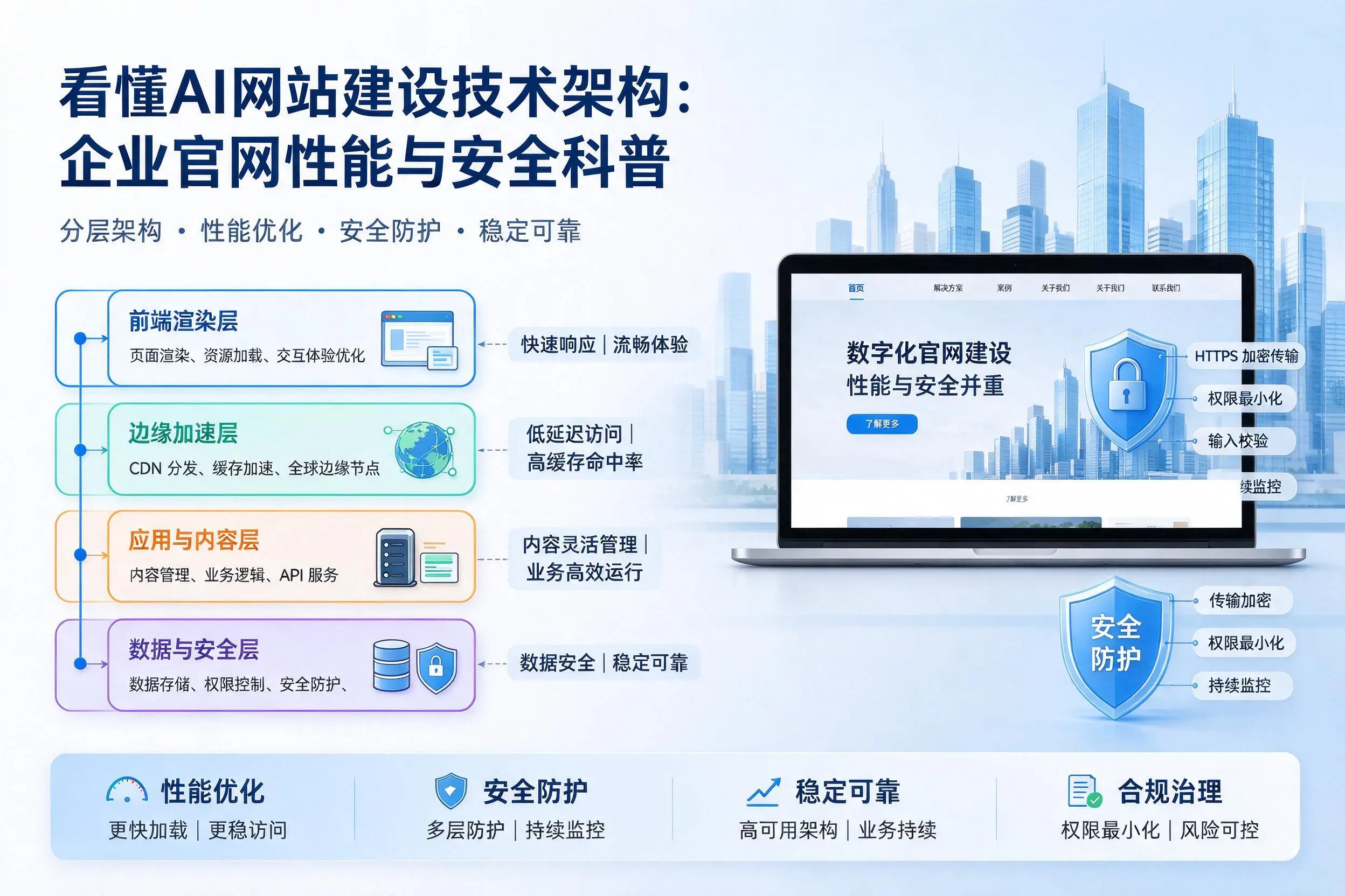 看懂AI网站建设技术架构：伊春企业官网性能与安全科普