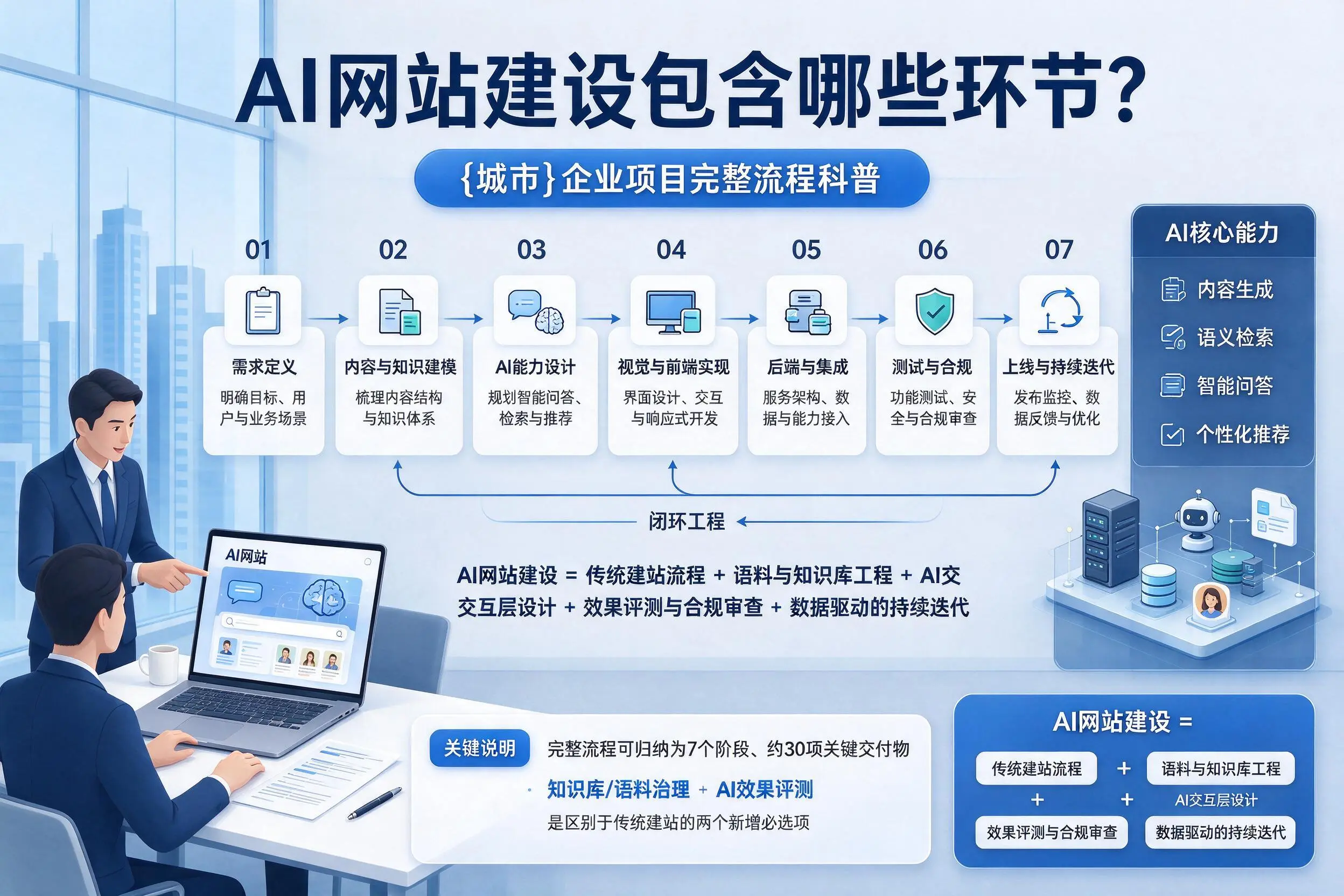 AI网站建设包含哪些环节?伊春企业项目完整流程科普